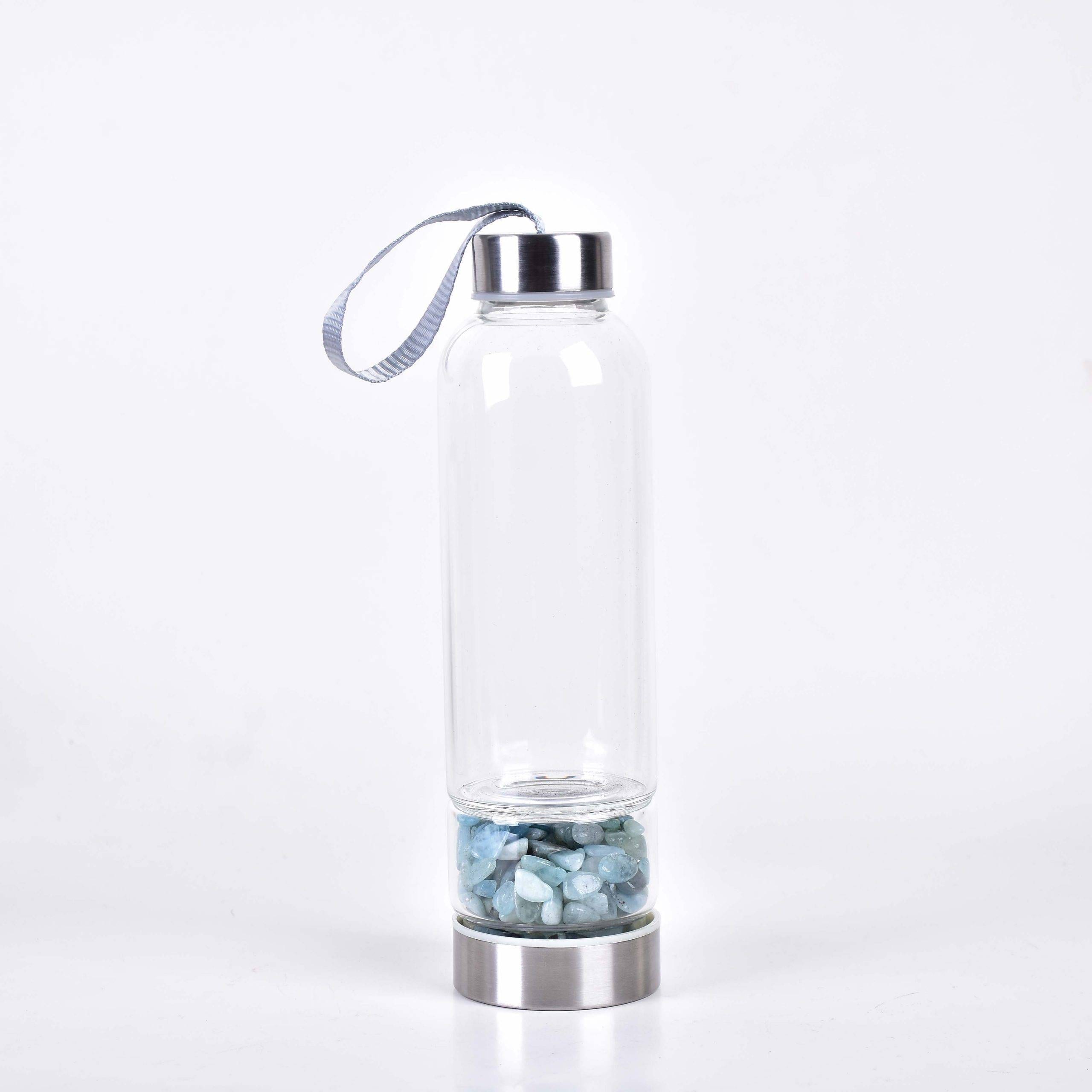 Glass Water Bottle with Natural Stones Nature Eco Shop
