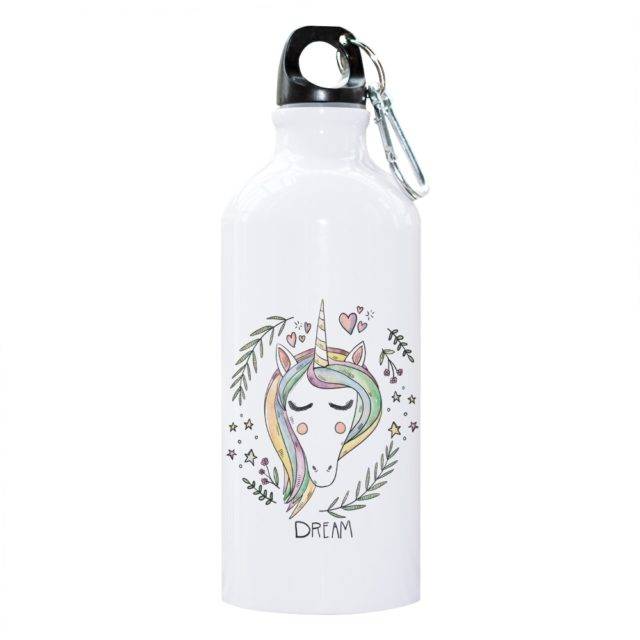 White Steel Water Bottle with Unicorn Print - Nature Eco Shop