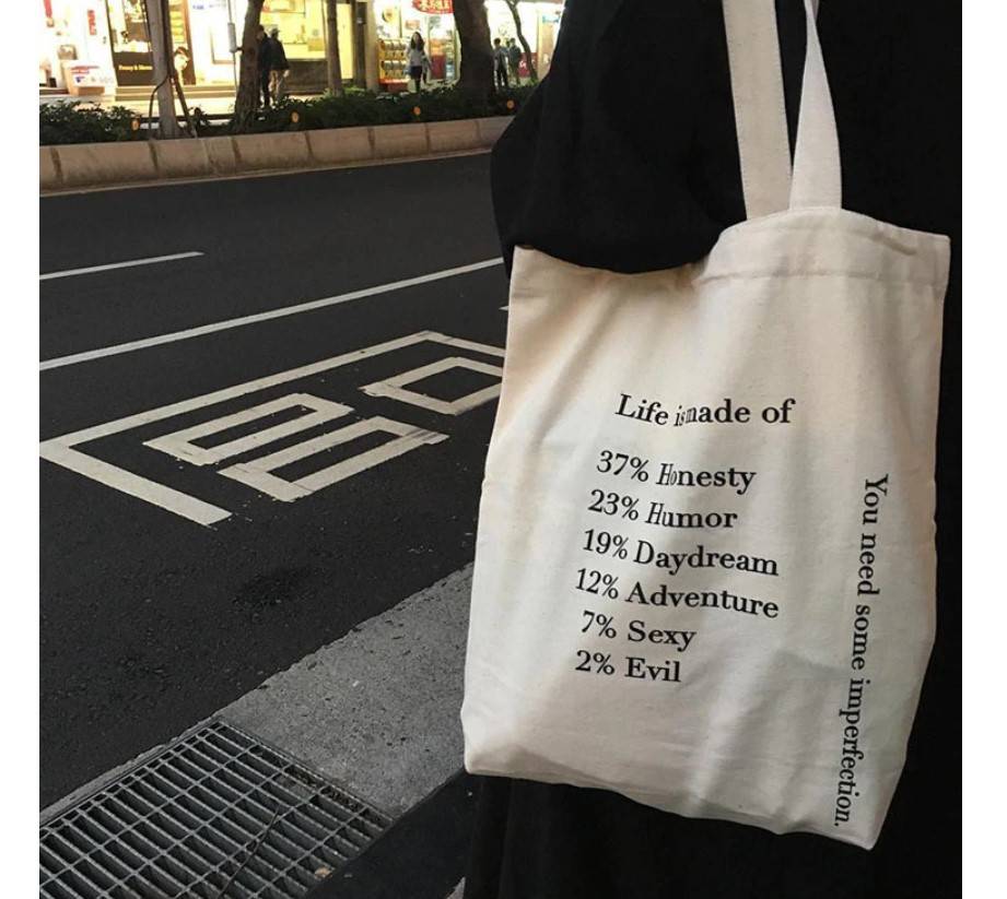 Women's Life Is Print Canvas Tote Bag