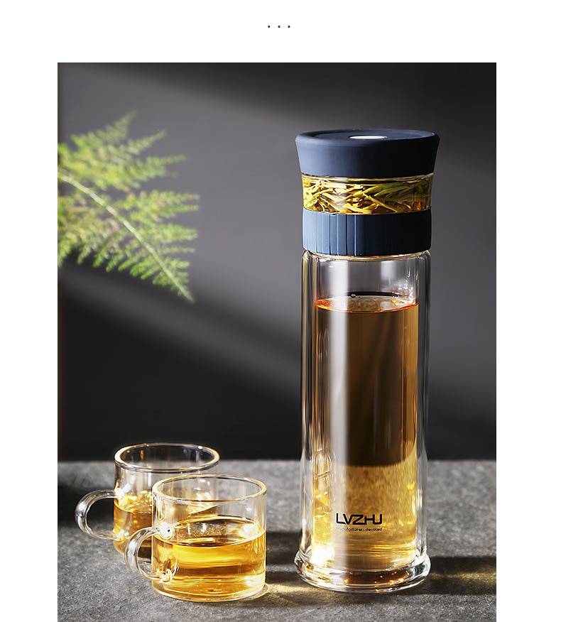 Double Wall Glass Tea Infuser Bottle
