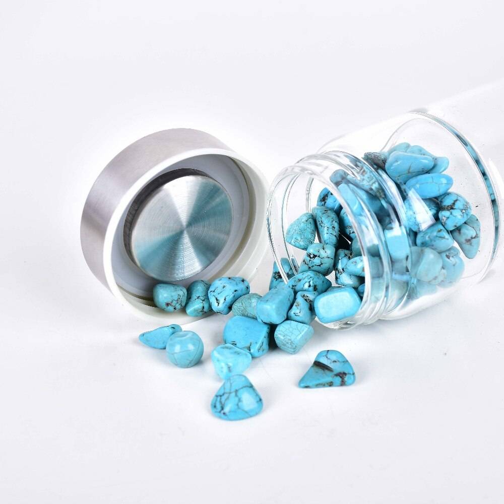 Glass Water Bottle with Natural Stones