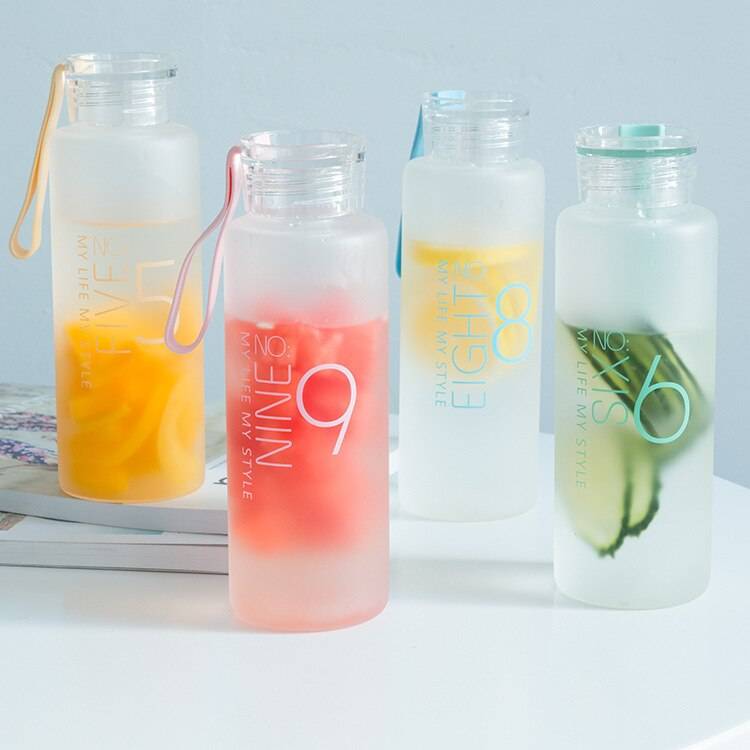 Portable Glass Water Bottle with Rope