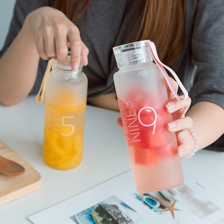 Portable Glass Water Bottle with Rope