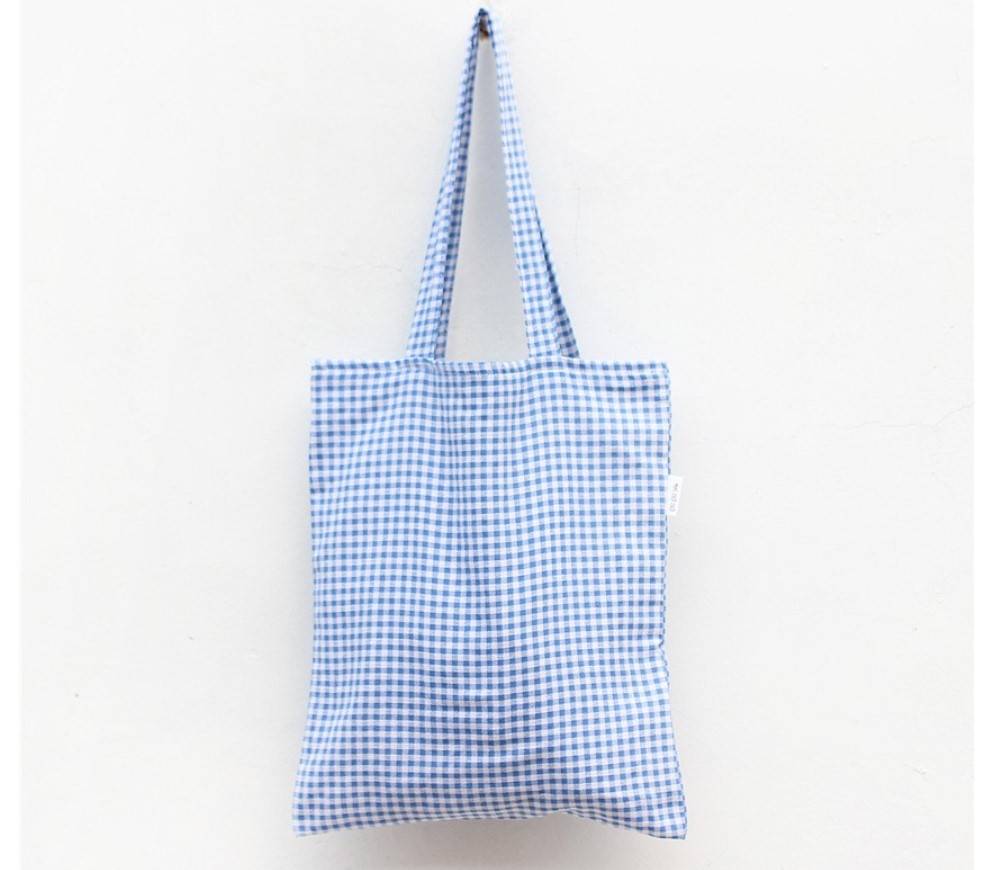 Women's Plaid Cotton and Linen Tote Bag