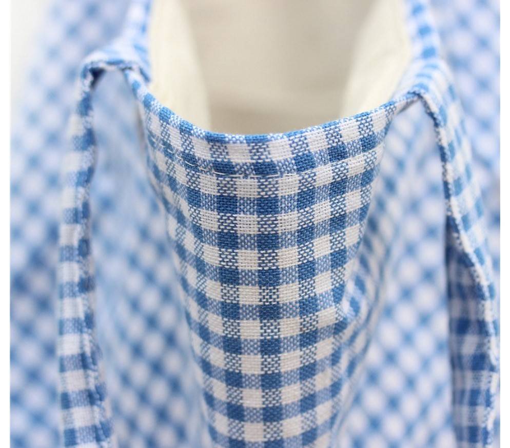 Women's Plaid Cotton and Linen Tote Bag