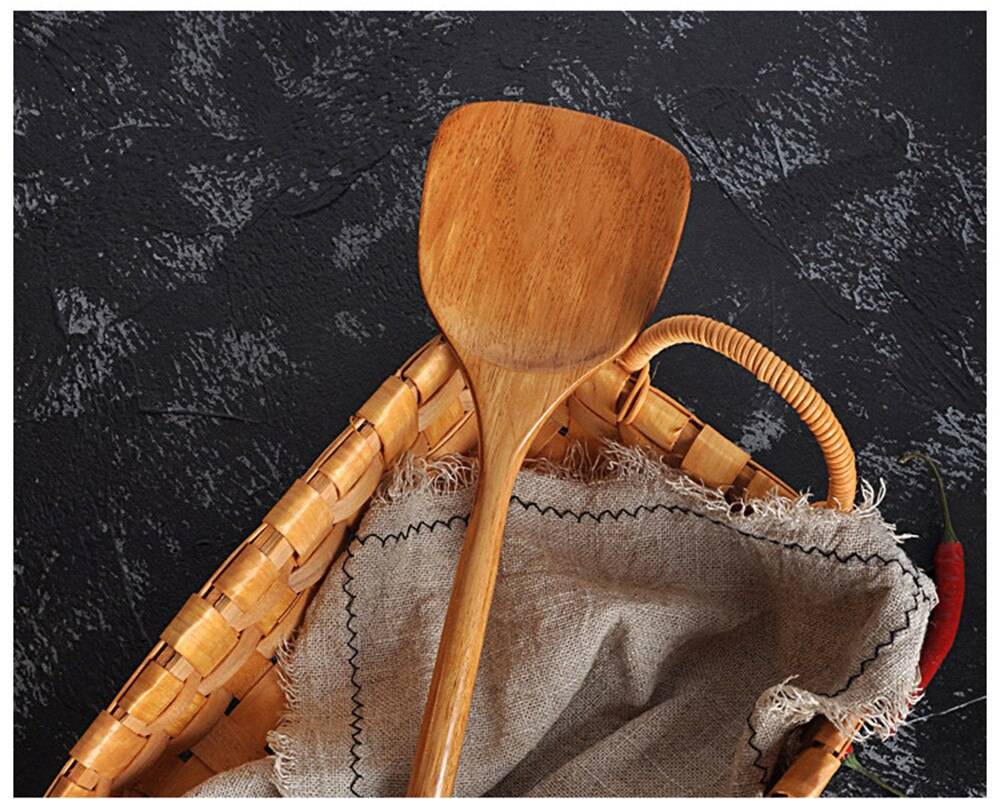 Long Wooden Cooking Spatula