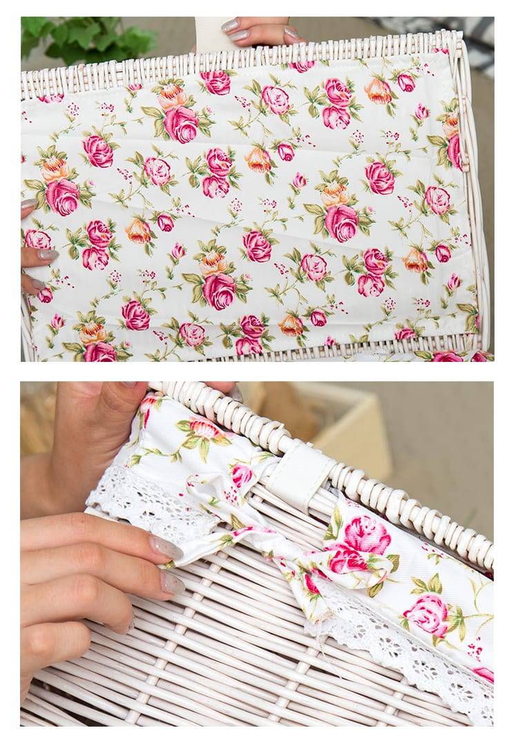 Creative bamboo woven storage basket with lid with lock storage clothes sundries toy storage box organizer wicker material-66819