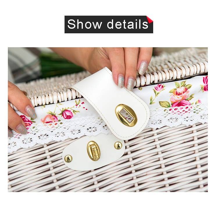 Creative bamboo woven storage basket with lid with lock storage clothes sundries toy storage box organizer wicker material-66819