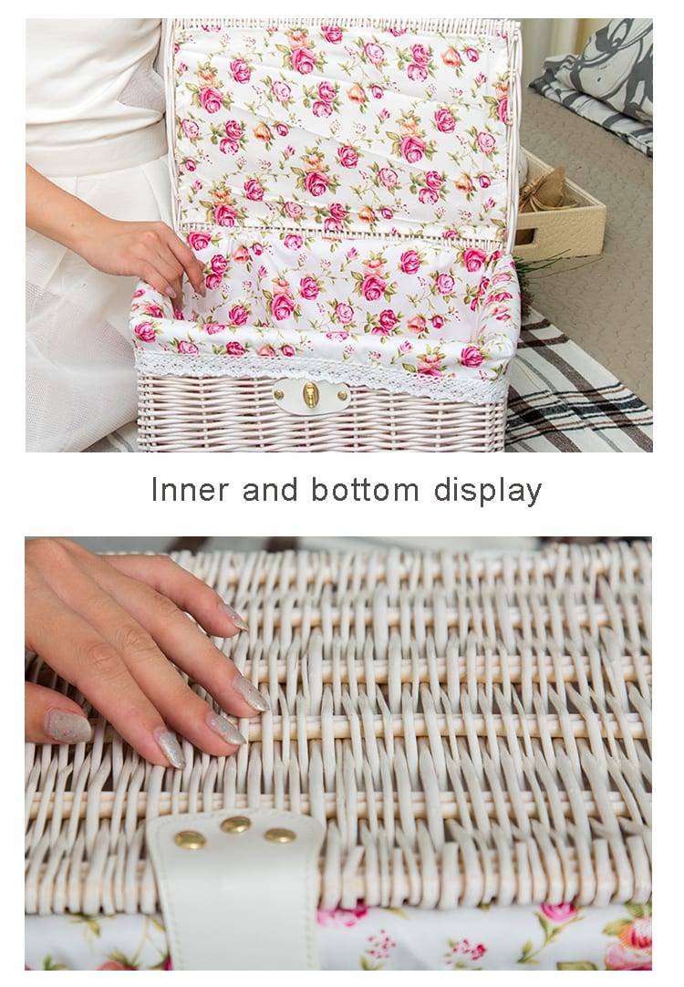 Creative bamboo woven storage basket with lid with lock storage clothes sundries toy storage box organizer wicker material-66819