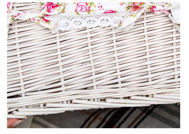 Creative bamboo woven storage basket with lid with lock storage clothes sundries toy storage box organizer wicker material-66819