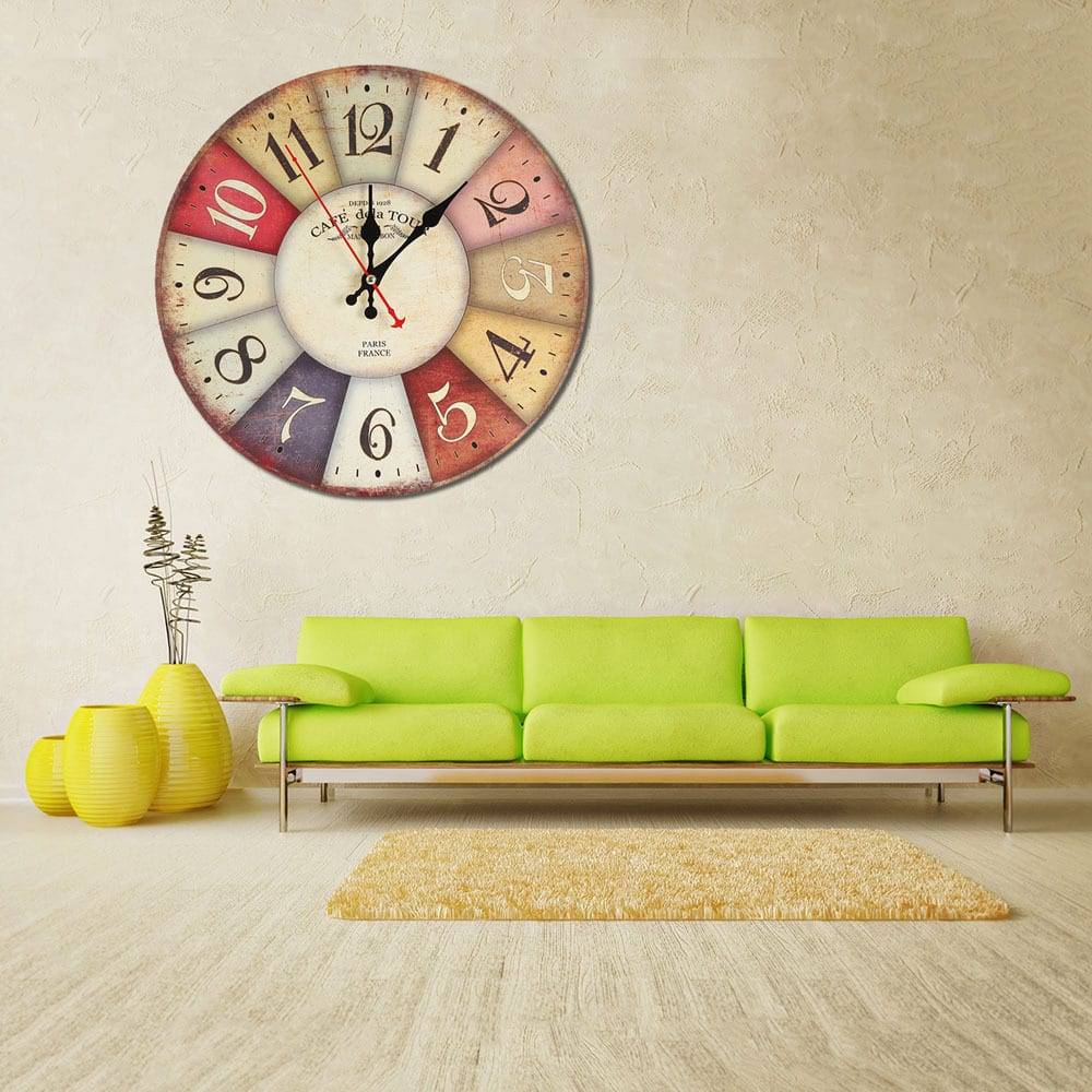 Wall Clock Beautiful Colorful Living Room Bar Cafe Personality Loft Industrial Wind Large Decorative Nostalgic Retro Watch 60049