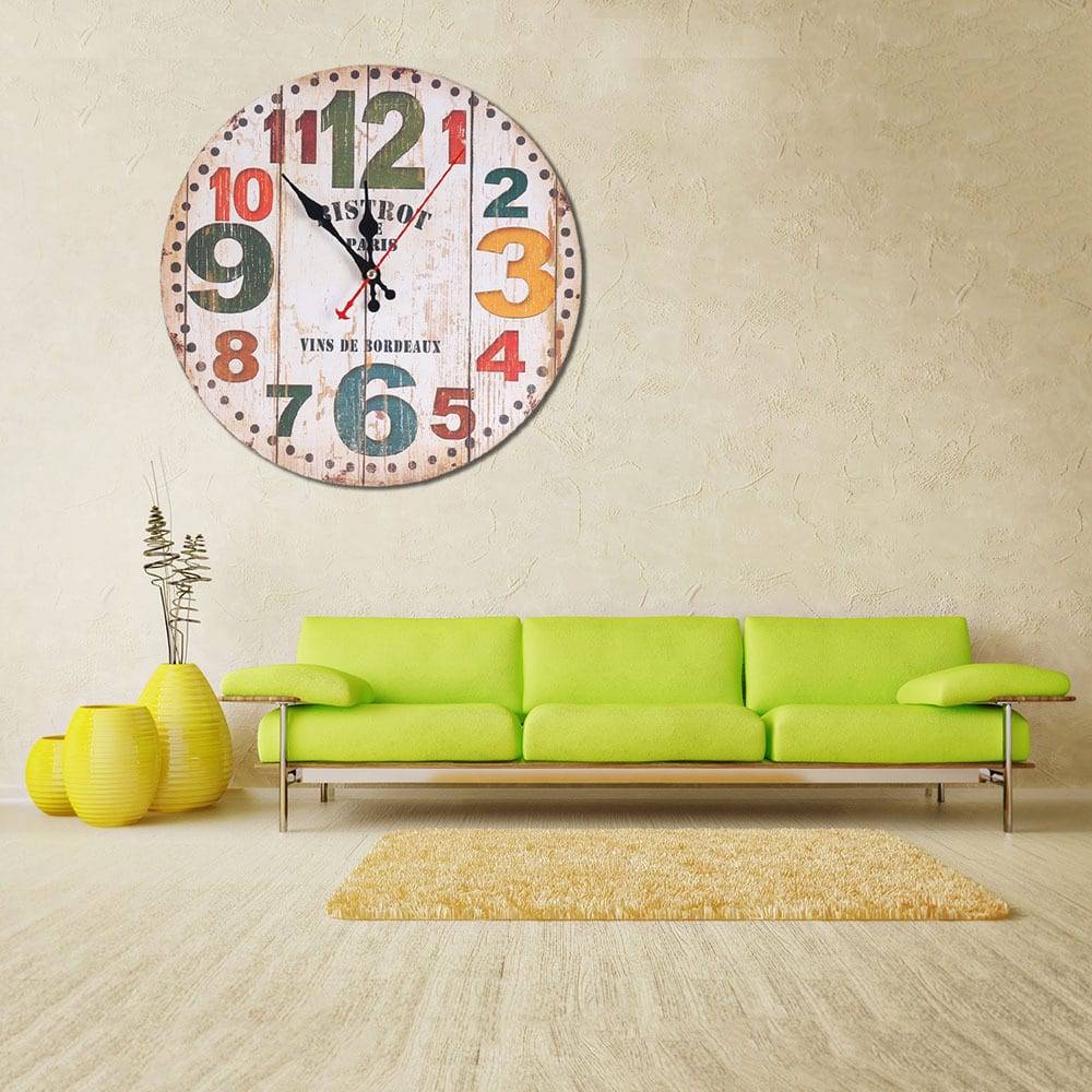 Wall Clock Beautiful Colorful Living Room Bar Cafe Personality Loft Industrial Wind Large Decorative Nostalgic Retro Watch 60049