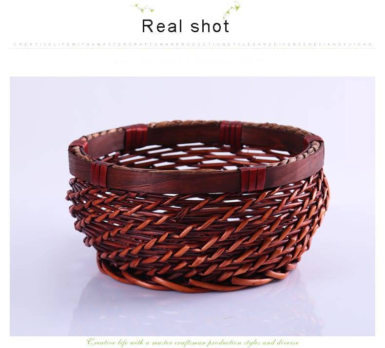 2018 New Creative Storage Basket Waterproof Wicker Hand-woven Fruit And Vegetable Flower Organizer Desktop Storage Basket-66926