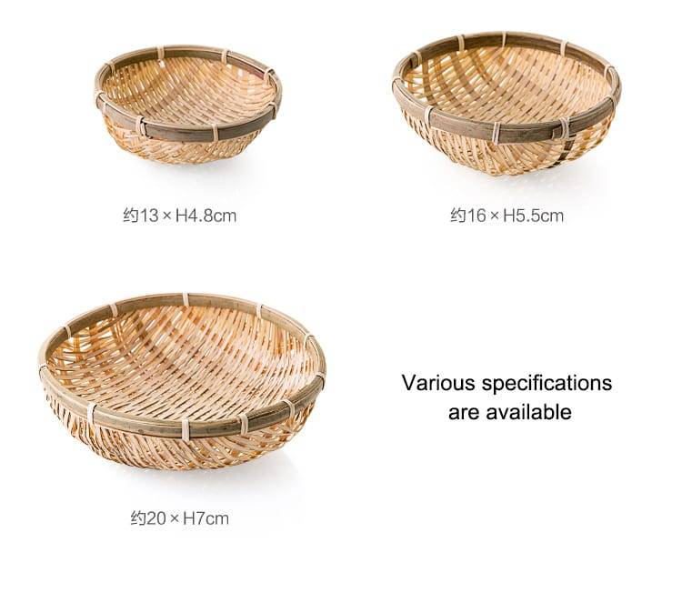 Bamboo plate hand made bamboo weave groceries baskets circular receive case Fruit plate bowls tray drying dustpan cage organizer