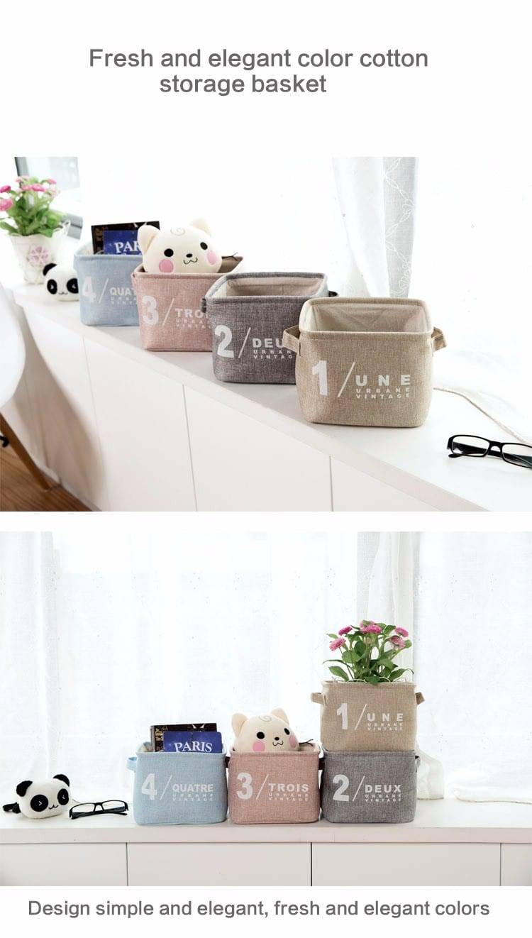 1pc Cotton Debris Storage Basket Kitchen Bathroom Storage Basket Desktop Portable Small Storage Box Storage Baskets 64017