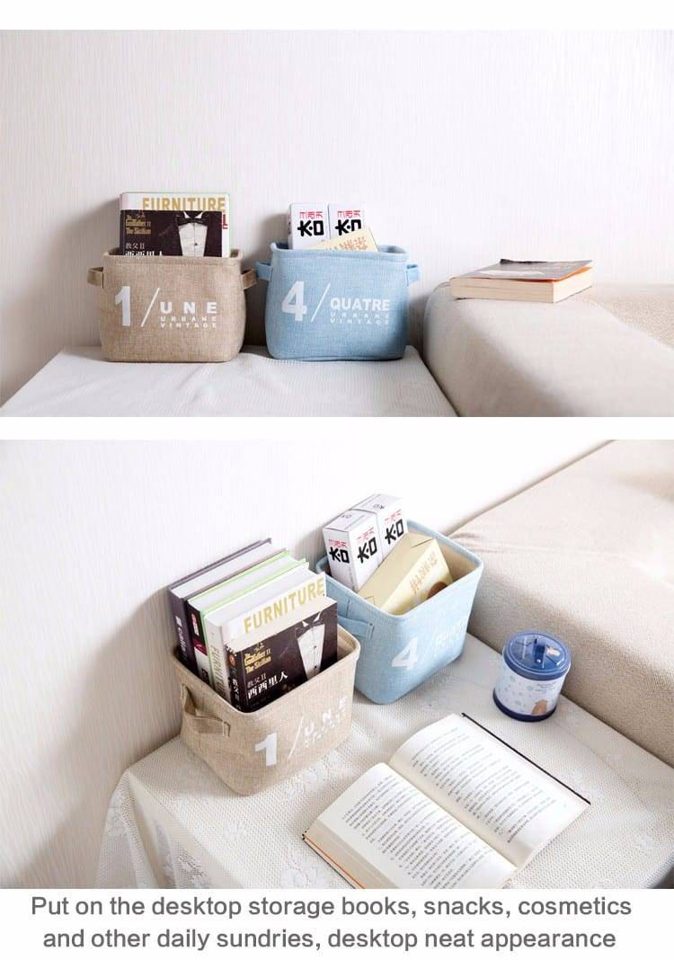 1pc Cotton Debris Storage Basket Kitchen Bathroom Storage Basket Desktop Portable Small Storage Box Storage Baskets 64017