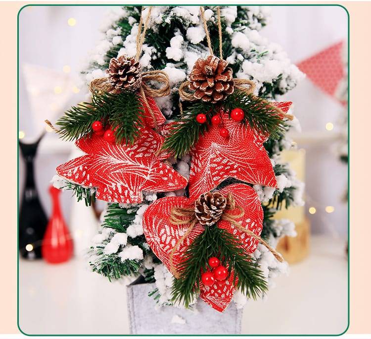 New Creative Christmas Tree Decoration Pendant Pine Cone Five-pointed Star Fabric Ornaments Christmas Decoration Accessories