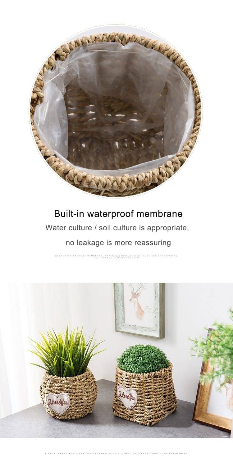 Seagrass Belly Storage Basket Straw Basket Write Wicker basket Storage bag White Garden Flower Pot Planter Handmade Organizer