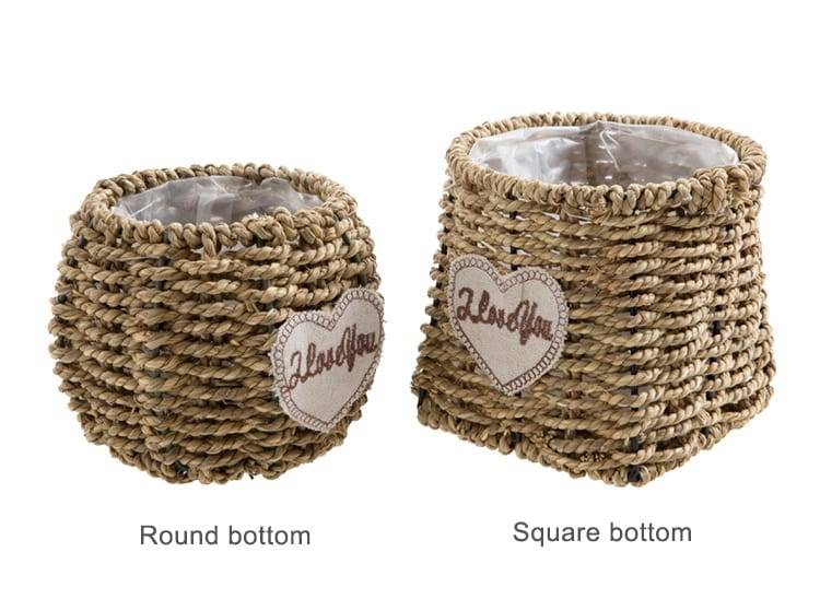 Seagrass Belly Storage Basket Straw Basket Write Wicker basket Storage bag White Garden Flower Pot Planter Handmade Organizer