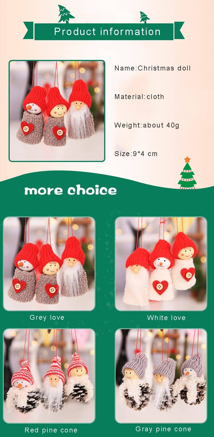 Creative Cartoon Santa Claus Cute Snowman Doll Pendant 3PC Christmas Tree Decoration Ornaments Christmas Home Decoration-67000