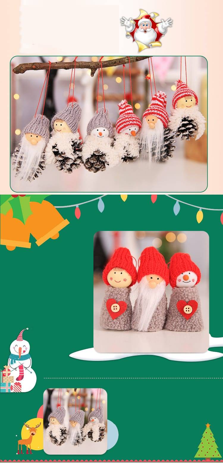 Creative Cartoon Santa Claus Cute Snowman Doll Pendant 3PC Christmas Tree Decoration Ornaments Christmas Home Decoration-67000