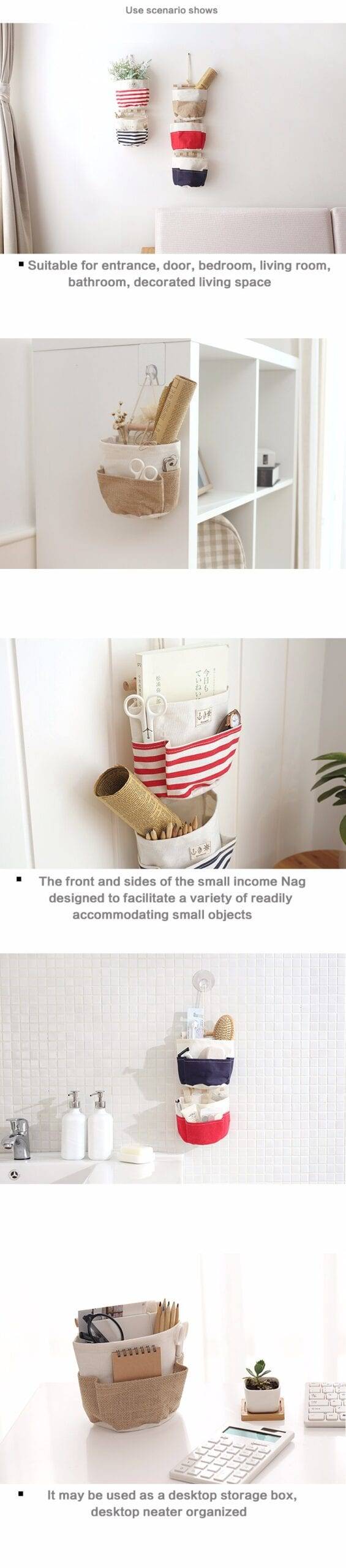 Wall Hanging Storage Bags Wall Pocket Hanging Holder Organizer Sundry Storage Pocket For Decoration Kitchen Bathroom organizador
