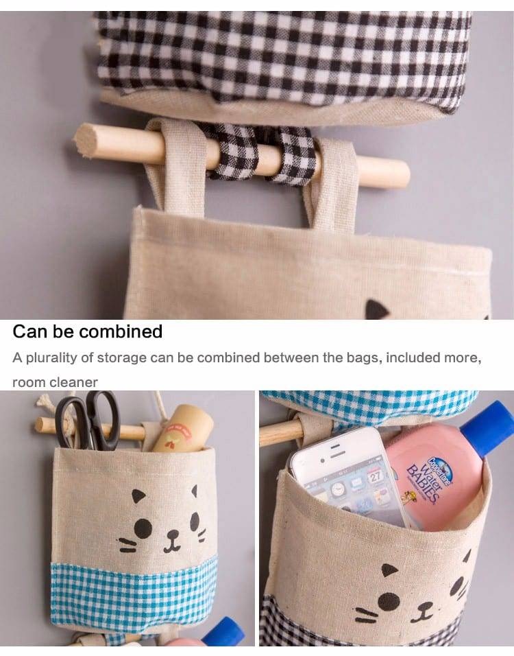 NEW Linen/Cotton Fabric Wall Door Closet Hanging Storage Bag Case 4 Styles Organizer For Cosmetics Storage Containers Organizer