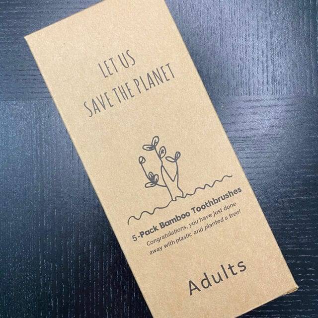 Color Block Bamboo Toothbrushes 5 Pcs Set