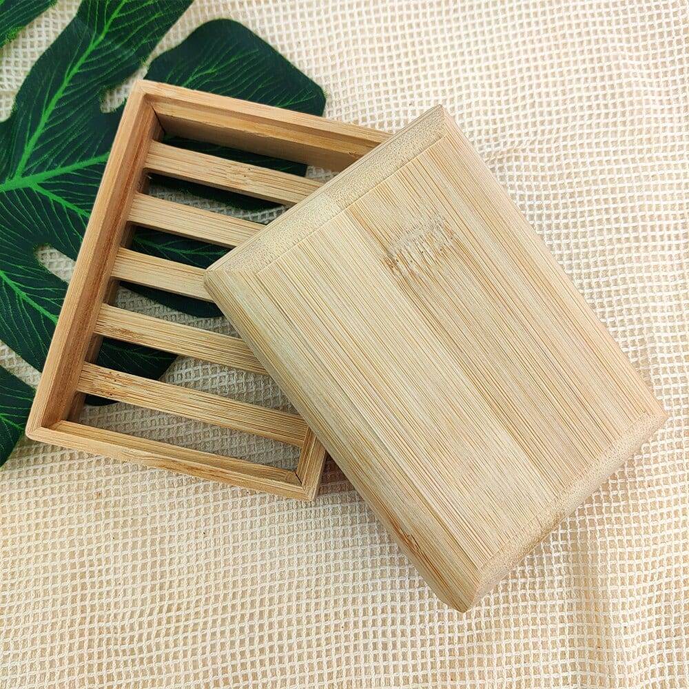 Durable Soap Tray Holder Storage Natural Bamboo Soap Dish Environmental Wooden Soap Rack Cover Plate Box Container For Bathroom
