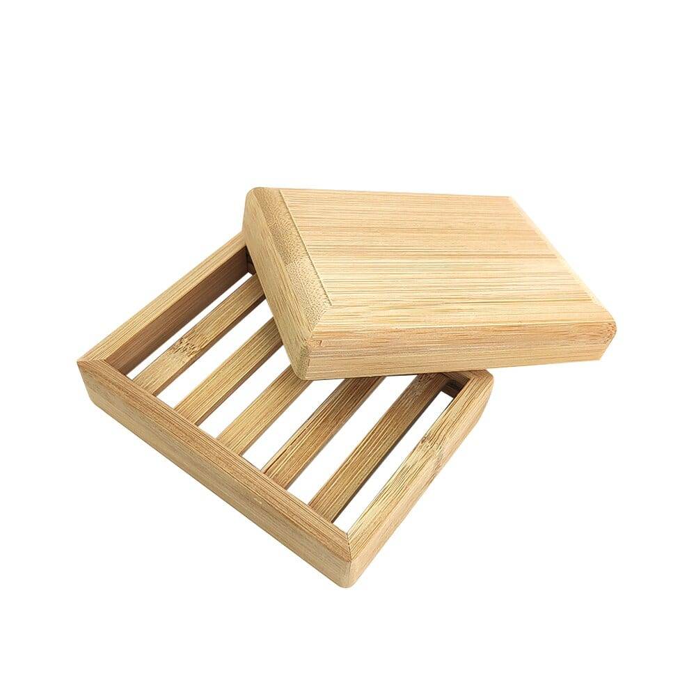 Durable Soap Tray Holder Storage Natural Bamboo Soap Dish Environmental Wooden Soap Rack Cover Plate Box Container For Bathroom