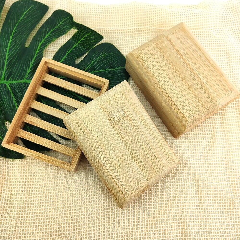 Durable Soap Tray Holder Storage Natural Bamboo Soap Dish Environmental Wooden Soap Rack Cover Plate Box Container For Bathroom