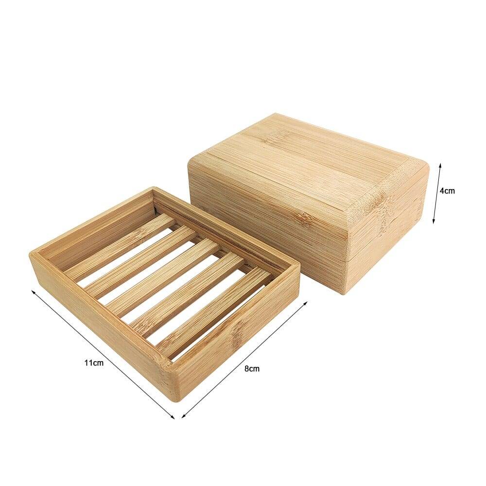 Durable Soap Tray Holder Storage Natural Bamboo Soap Dish Environmental Wooden Soap Rack Cover Plate Box Container For Bathroom