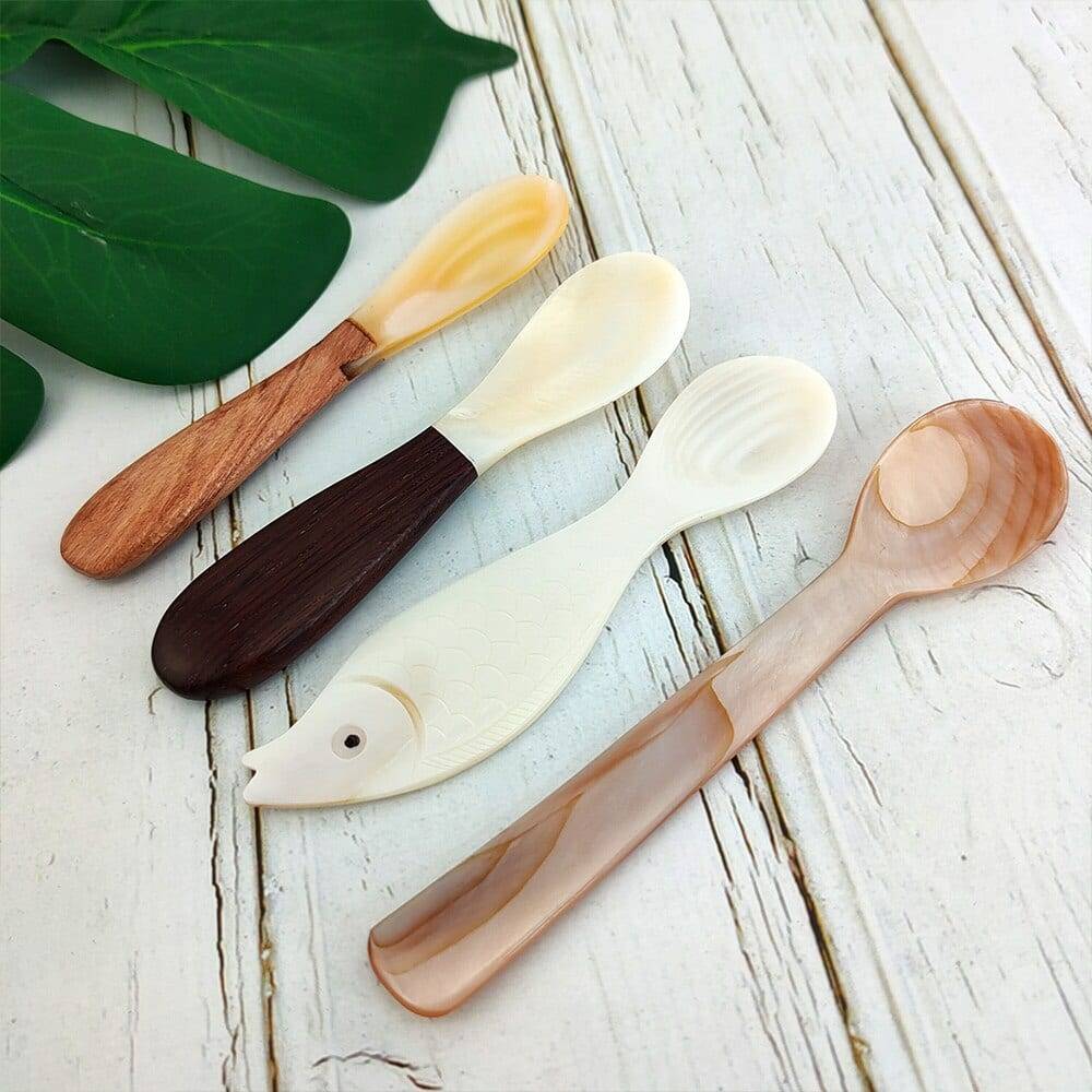 Natural conch shell spoon caviar spoon seashells coffee spoon bag Tablespoon
