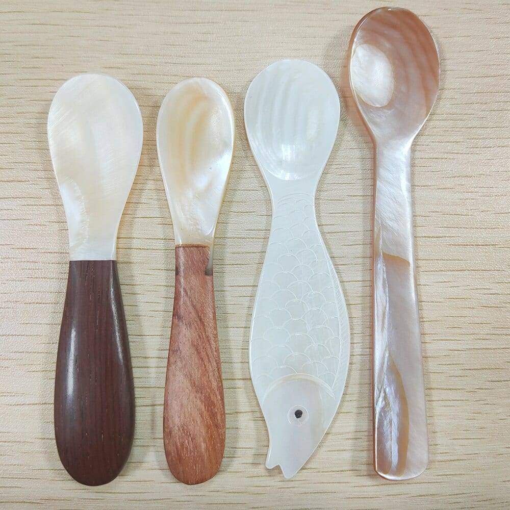 Natural conch shell spoon caviar spoon seashells coffee spoon bag Tablespoon
