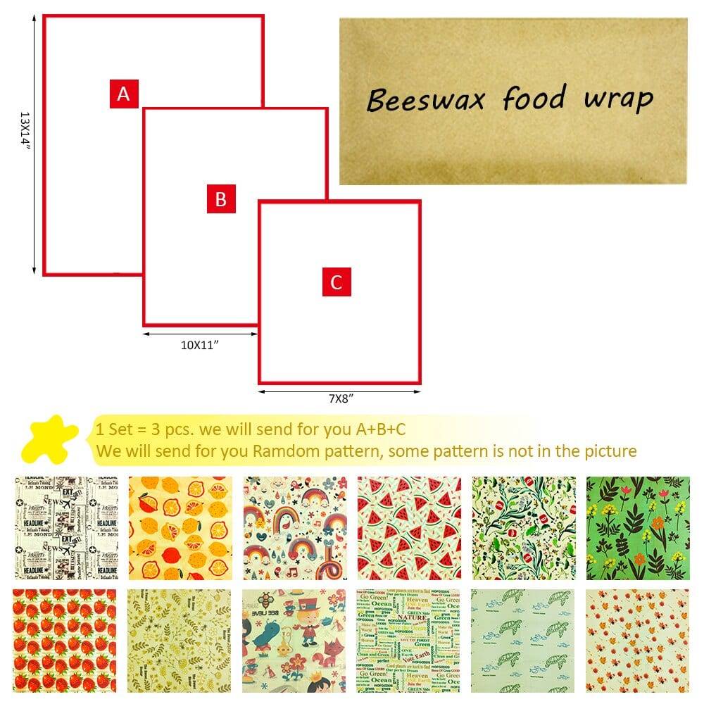 3 Pcs Beeswax Food Wraps Sets Reusable Food Storage Covers Eco-Friendly Washable Food Wraps Zero Waste 3 Pcs Beeswax Food Wraps Sets Reusable Food Storage Covers Eco-Friendly Washable Food Wraps Zero Waste