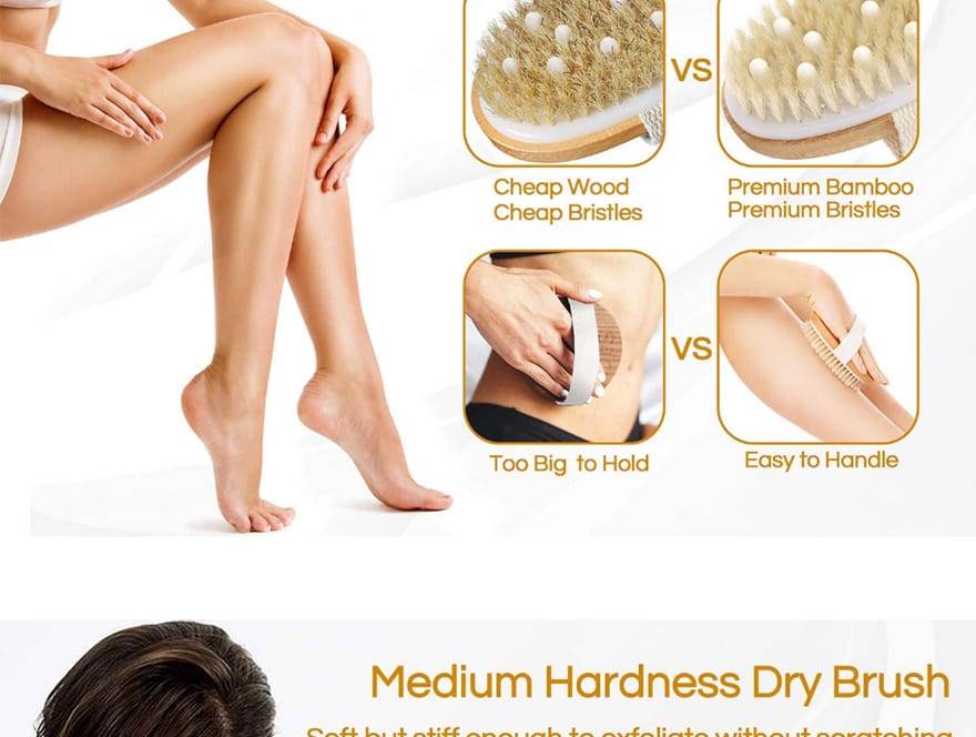 Dry Skin Body Brush Exfoliating Bath Brush Back Scrubber Back Brush Medium Strength Body Scrub Skin Bathing Brushing