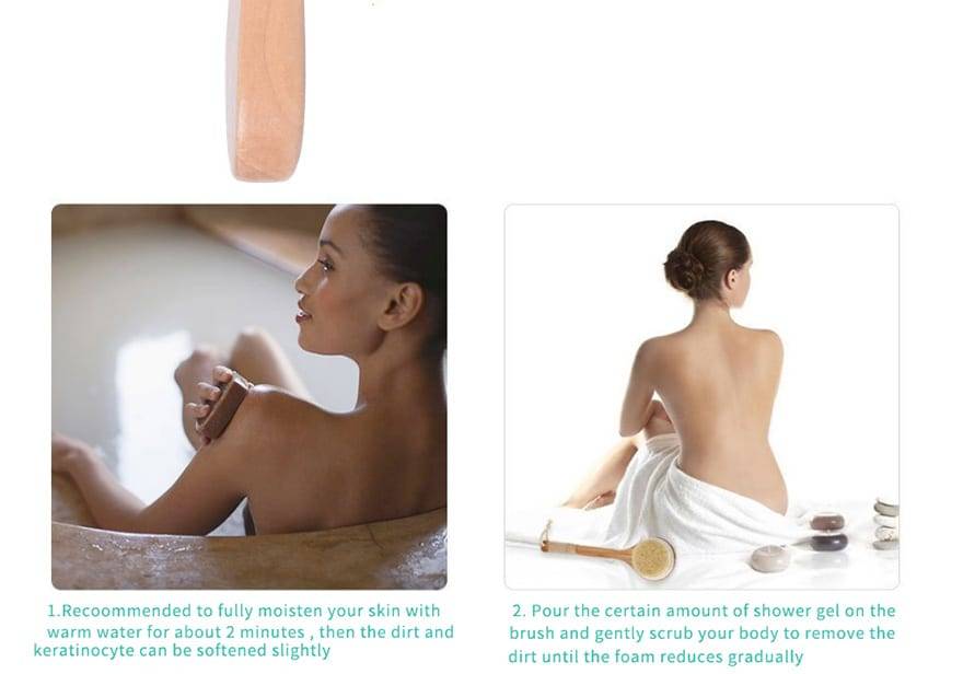 Natural Bristle Exfoliation Bath Brush Fat Removal Shower Bbrush Wooden Massage Long Wooden Handle Dry Brushing D40