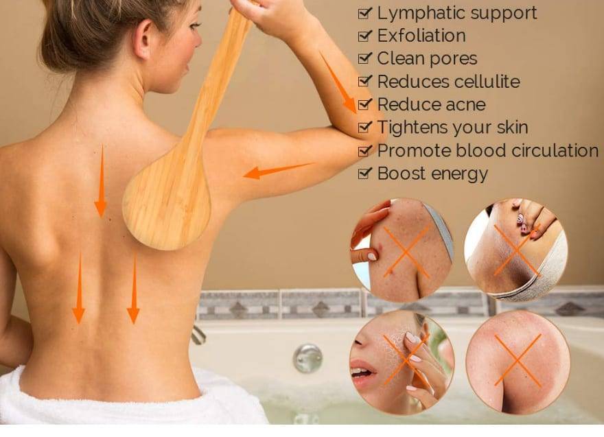 Natural Bristle Exfoliation Bath Brush Fat Removal Shower Bbrush Wooden Massage Long Wooden Handle Dry Brushing D40