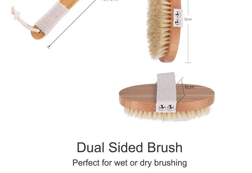 Bath Dry Body Brush Natural Bristles Back Scrubber With Long Wooden Handle For Cellulite And Exfoliating Full Body Massage D40