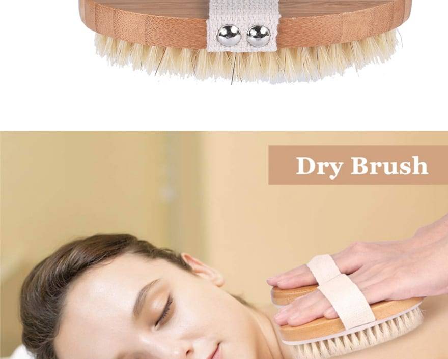 Bath Dry Body Brush Natural Bristles Back Scrubber With Long Wooden Handle For Cellulite And Exfoliating Full Body Massage D40