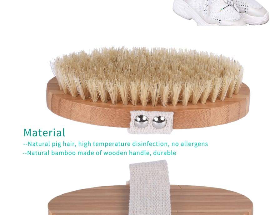 Bath Dry Body Brush Natural Bristles Back Scrubber With Long Wooden Handle For Cellulite And Exfoliating Full Body Massage D40