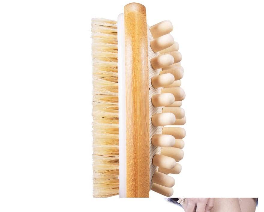 Bath Dry Body Brush Natural Bristles Back Scrubber With Long Wooden Handle For Cellulite And Exfoliating Full Body Massage D40