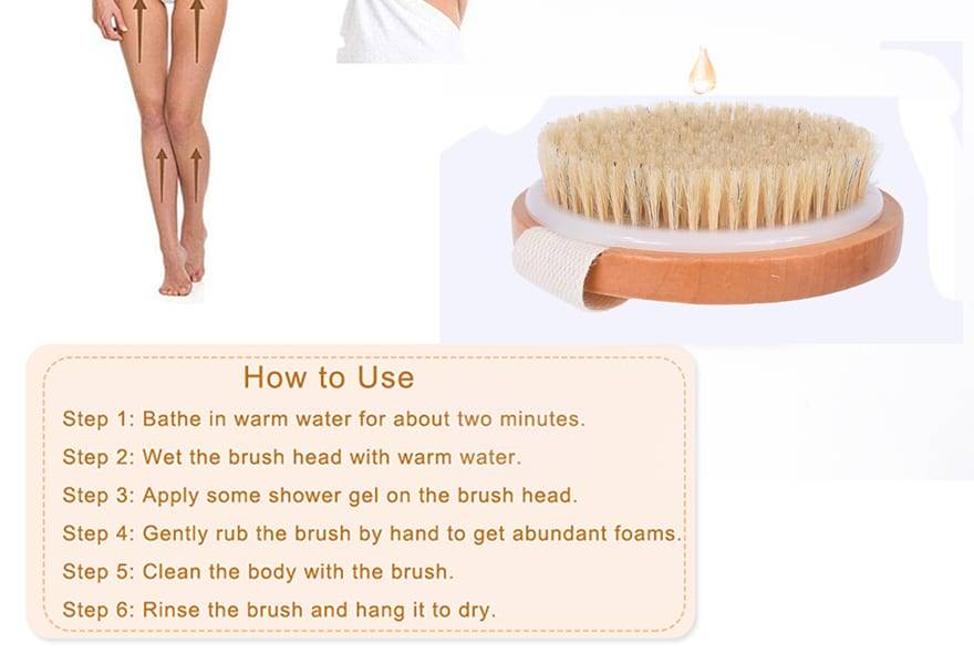 Natural bristles Bath brush Body Maasage No Handle Bath Brush Body Exfoliating SPA Hot Dry Skin Body Wooden Dry Brush