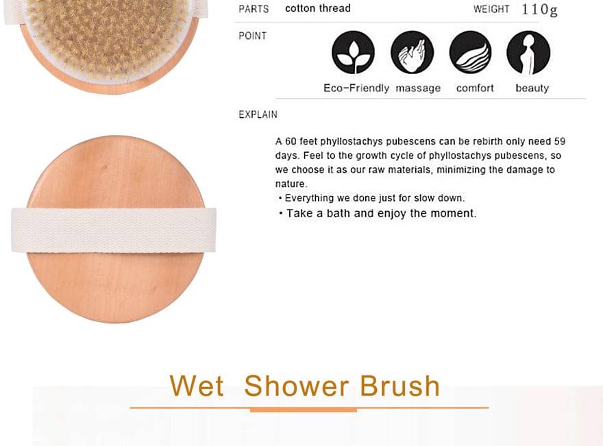 Natural bristles Bath brush Body Maasage No Handle Bath Brush Body Exfoliating SPA Hot Dry Skin Body Wooden Dry Brush