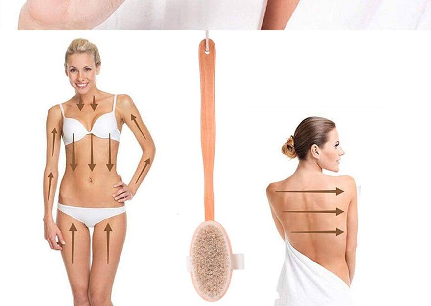 Ms Bath brush Exfoliating Natural Horse Mane Bath brush Long Bamboo Handle Natural Wet Shower Brushes SPA Body Massage Brush D40