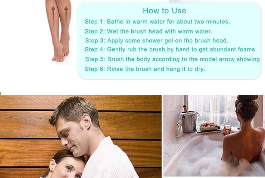 Ms Bath brush Exfoliating Natural Horse Mane Bath brush Long Bamboo Handle Natural Wet Shower Brushes SPA Body Massage Brush D40