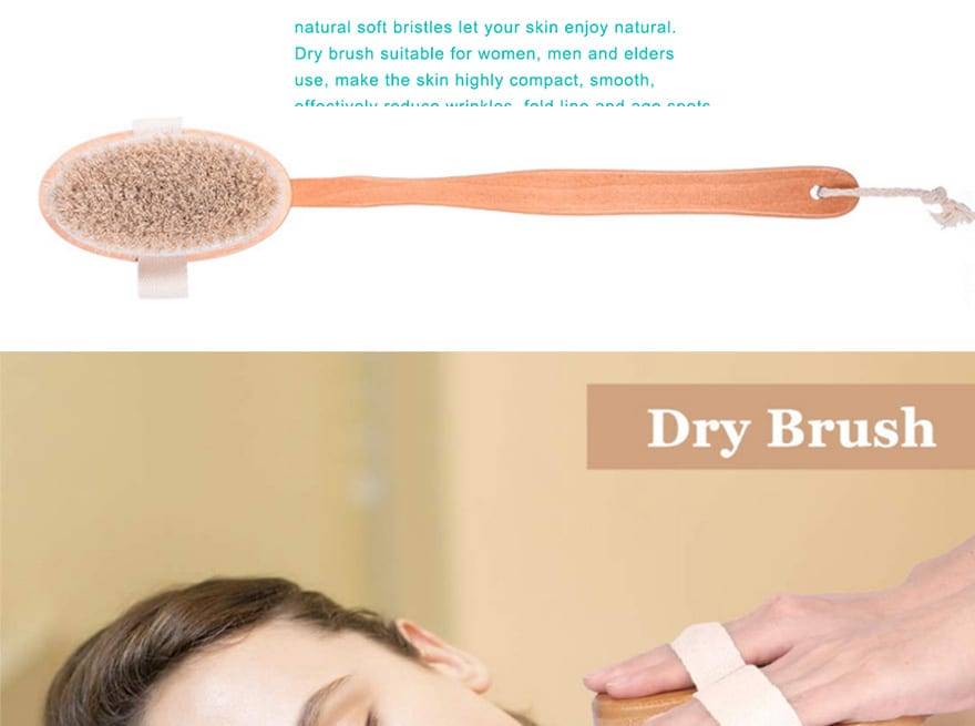 Ms Bath brush Exfoliating Natural Horse Mane Bath brush Long Bamboo Handle Natural Wet Shower Brushes SPA Body Massage Brush D40