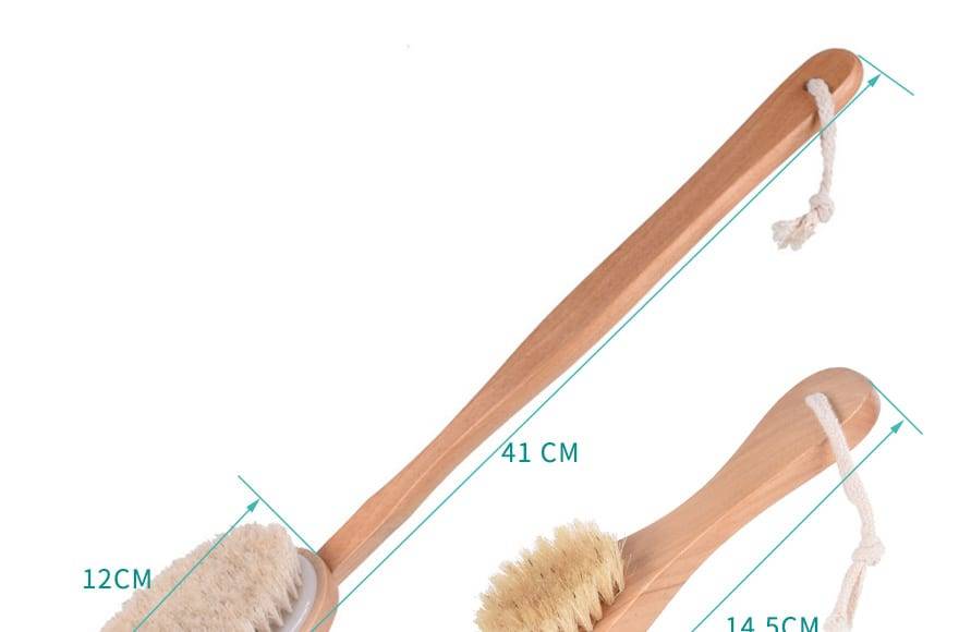 Ms Bath brush Exfoliating Natural Horse Mane Bath brush Long Bamboo Handle Natural Wet Shower Brushes SPA Body Massage Brush D40
