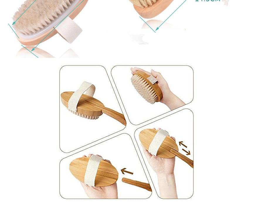 Ms Bath brush Exfoliating Natural Horse Mane Bath brush Long Bamboo Handle Natural Wet Shower Brushes SPA Body Massage Brush D40