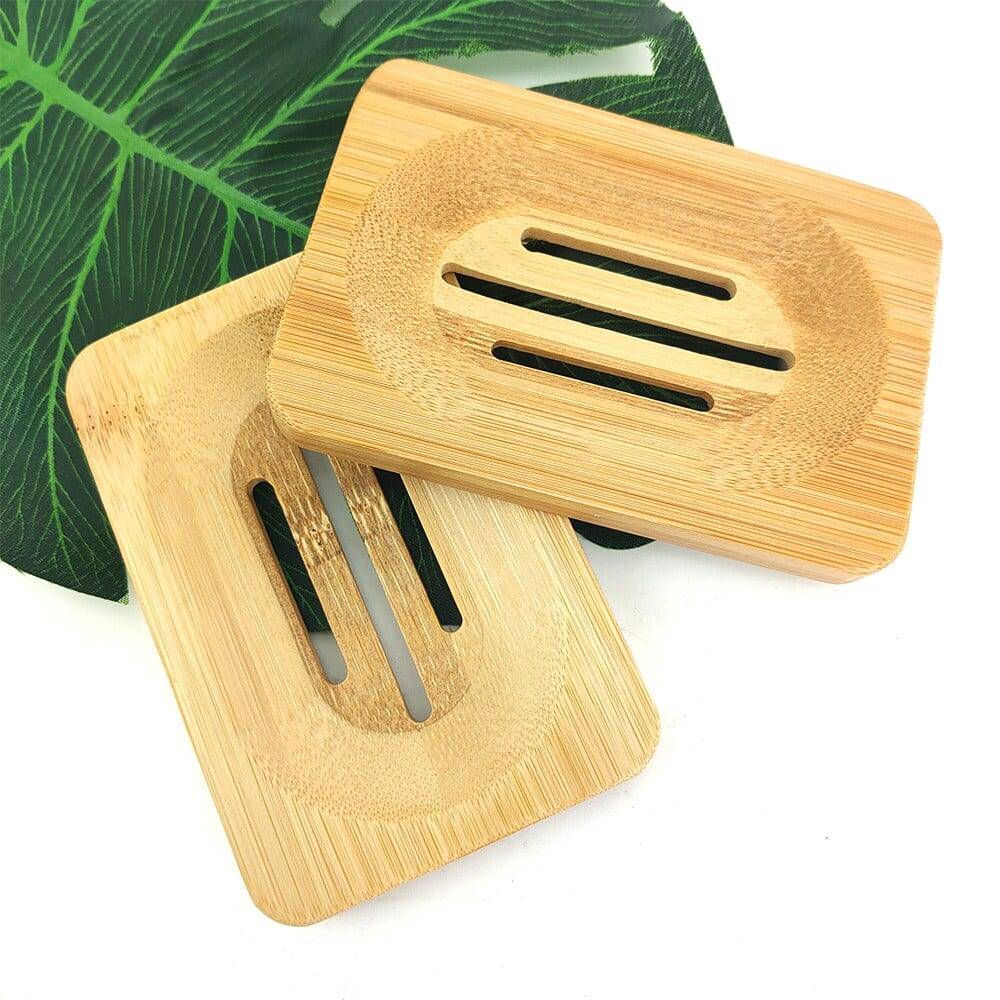 Wooden Natural Bamboo Soap Dishes Tray Holder Storage Soap Rack Plate Box Container Portable Bathroom Soap Dish Storage Box